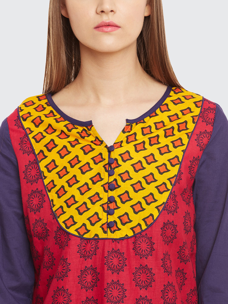 Straight Cotton Round Neck Women's Kurta, Style Code - S16070N