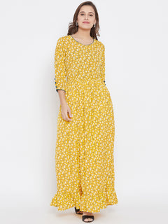 Flared Printed Round Neck Long Women's Kurta, Style Code - MP14