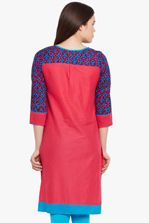Straight Cotton Round Neck Women's Kurta, Style Code - S16016