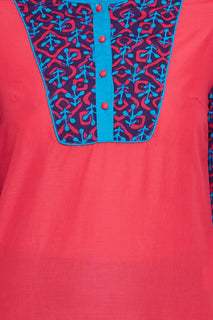 Straight Cotton Round Neck Women's Kurta, Style Code - S16016