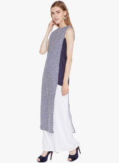 Stripes Straight Round Neck Long Women's Kurta, Style Code - MP23