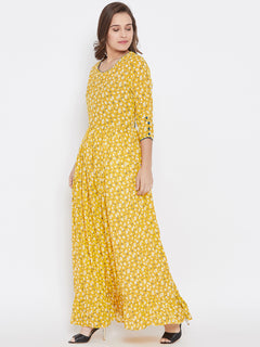 Flared Printed Round Neck Long Women's Kurta, Style Code - MP14