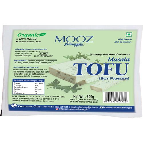 MOOZ Organic Masala Tofu - Soy Paneer, Pouch