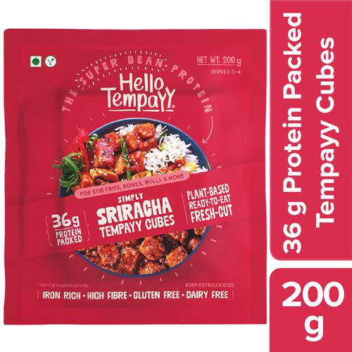 Hello Tempayy Tempeh Cubes - Simply Sriracha Soyabean
