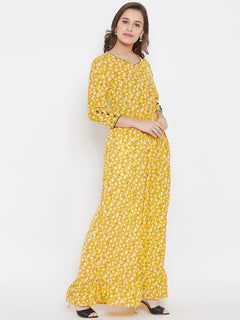 Flared Printed Round Neck Long Women's Kurta, Style Code - MP14