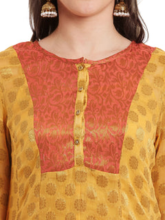 Anarkali Brocade Round Neck A-Line Women's Kurta, Style Code - FW16027N