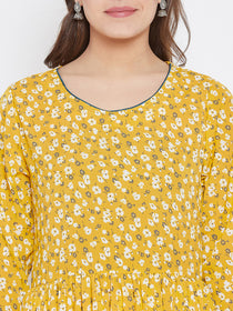 Flared Printed Round Neck Long Women's Kurta, Style Code - MP14