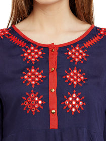 Mirror Work Anarkali Round Neck Women's Kurta, Style Code - FW16016A