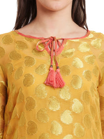 Straight Jacquard Round Neck Short Women's Kurta, Style Code - FW16014N