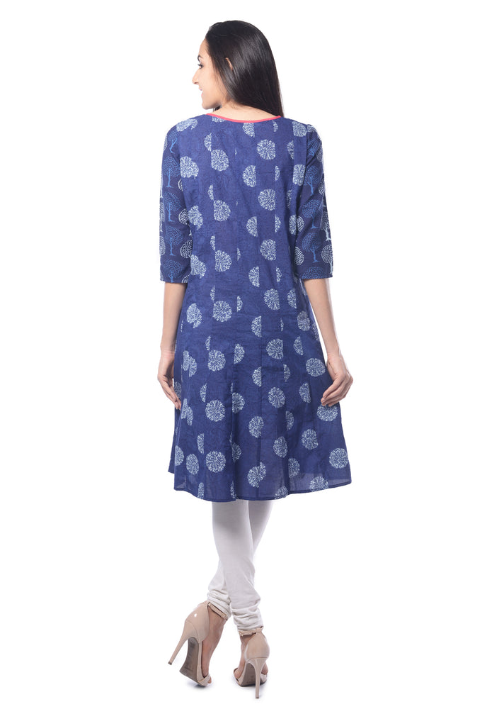 Anarkali Printed Round Neck Knee-Length Women's Kurta, Style Code - S16130N