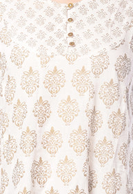 Flared Block Print Mandarin Collar Knee-Length Women's Kurta, Style Code - FW16009N