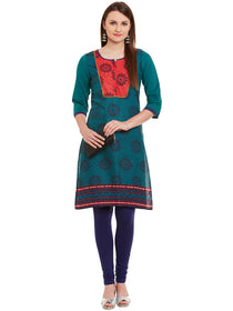 Straight Cotton Round Neck Women's Kurta, Style Code - S16071N