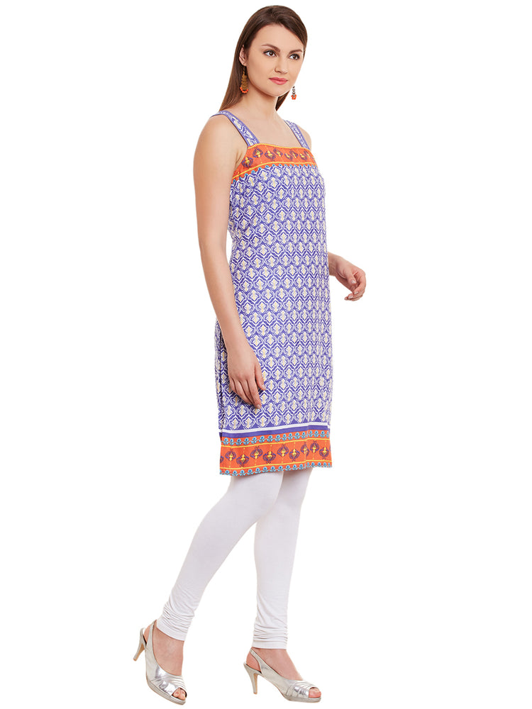 Sleeveless Cotton Blend Camisole Neck Women's Kurta, Style Code - S16152N