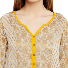 Floral High-Low V-Neck Jacquard Long Women's  Kurta, Style Code - FW16024