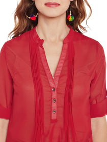 Synthetic Polka Dots Long Women's Kurta, Style Code - S16217