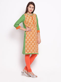Straight printed Round Neck Knee-Length Women's Kurta, Style Code - S16019N