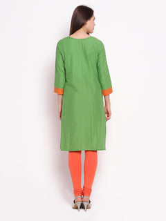 Straight printed Round Neck Knee-Length Women's Kurta, Style Code - S16019N