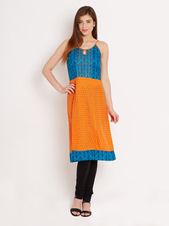 A-line Printed Camisole Neck Knee-Length Women's Kurta, Style Code - S16033N