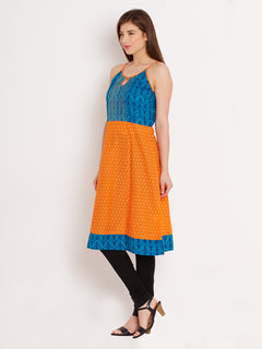 A-line Printed Camisole Neck Knee-Length Women's Kurta, Style Code - S16033N