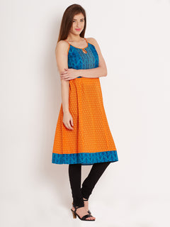 A-line Printed Camisole Neck Knee-Length Women's Kurta, Style Code - S16033N