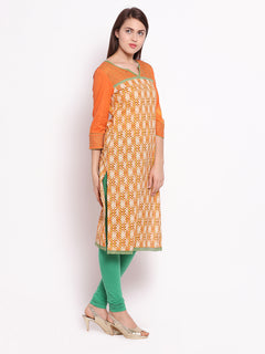 Straight Printed Round Neck Knee-Length Women's Kurta, Style Code - S16039N