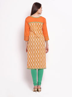 Straight Printed Round Neck Knee-Length Women's Kurta, Style Code - S16039N