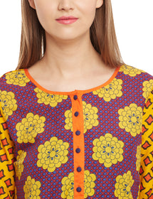 Straight Cotton Round Neck Women's Kurta, Style Code - S16087N