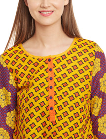 Straight Cotton Round Neck Women's Kurta, Style Code - S16088N